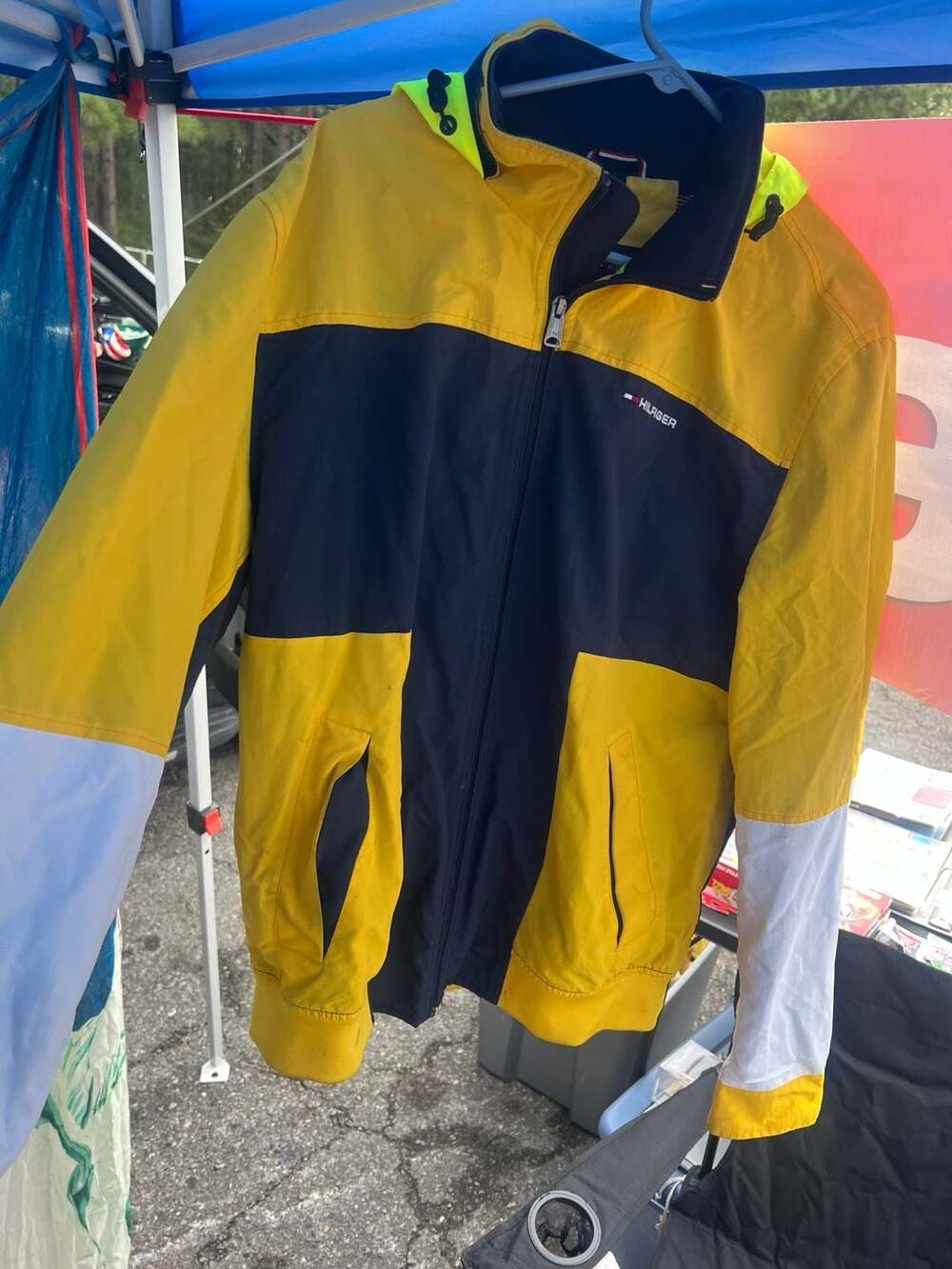 Tommy Hilfiger Colorblock Windbreaker Jacket Size L Yellow Blue